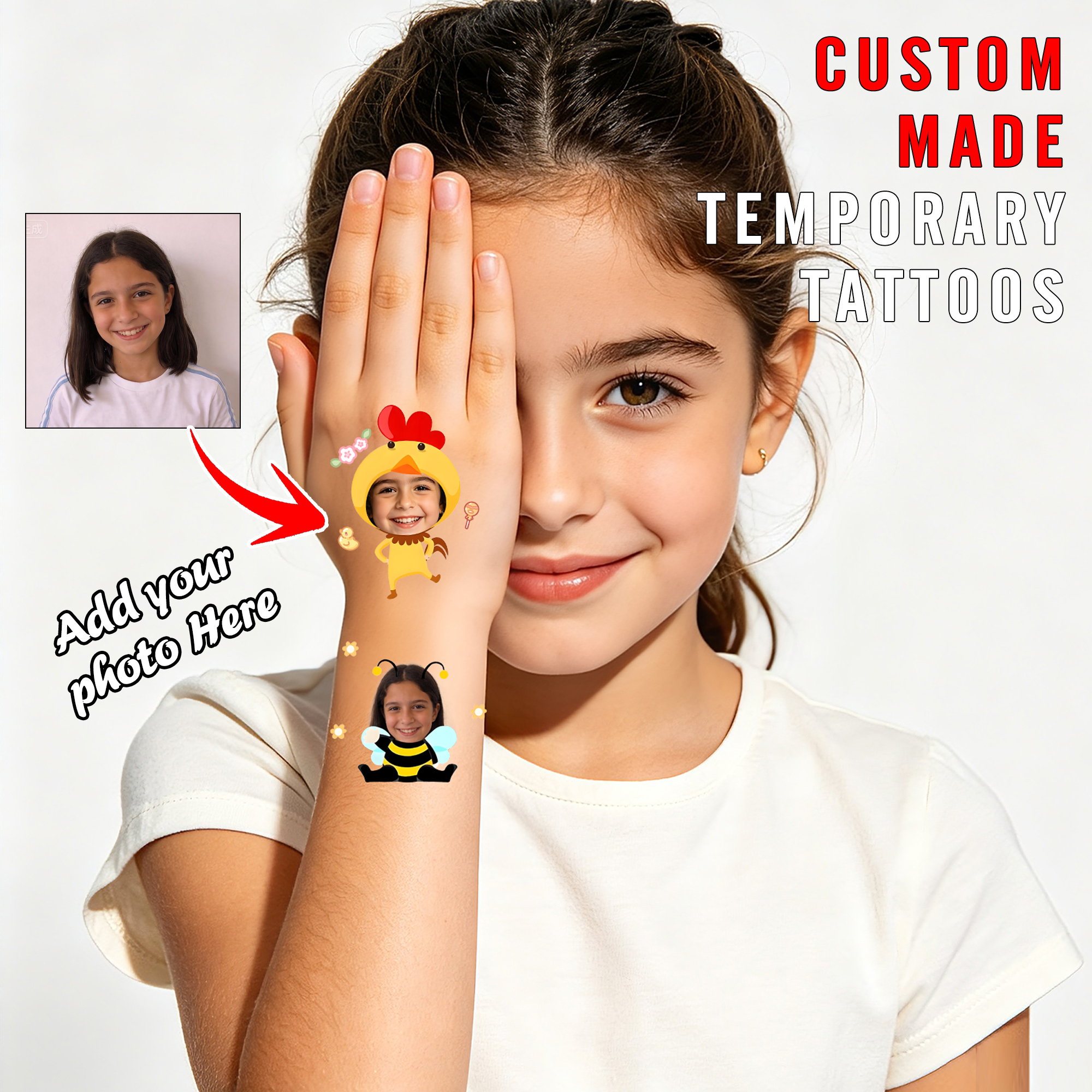 Photographic Memory - Cute 15-Pack Temporary Tattoos Customizable Photo