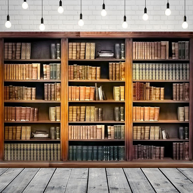 Photography Yearbook - Bookshelf Photography Backdrop Library Study Room