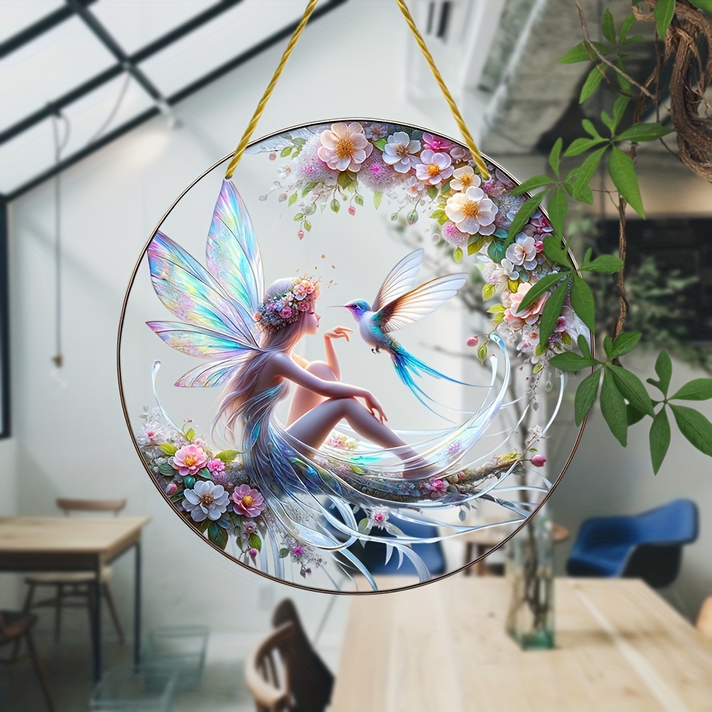 Photography Prompt - Round Fairy Angel 8in acrylic hanging