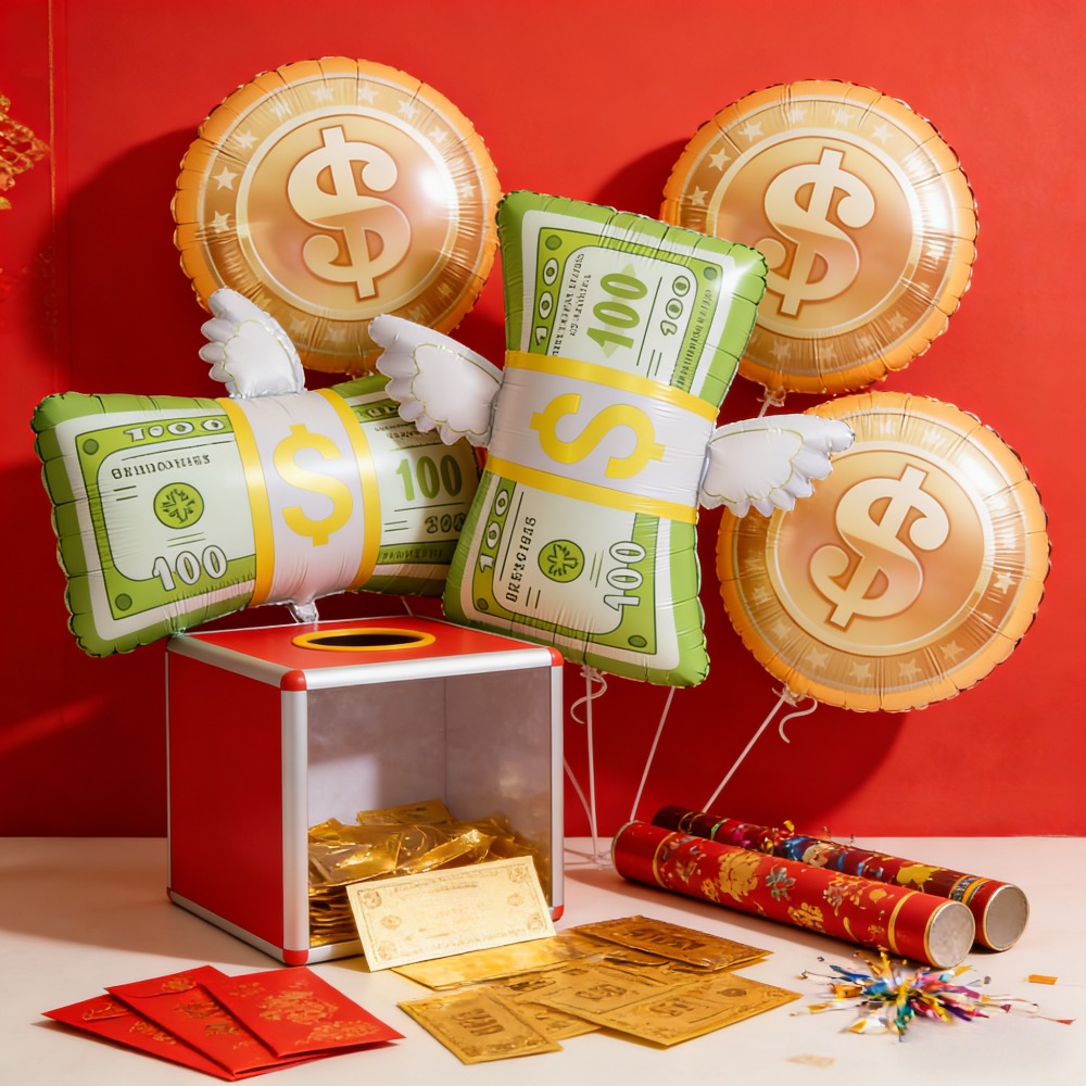 Photography Prompt - 5pcs Money Foil Balloons 100 Dollar