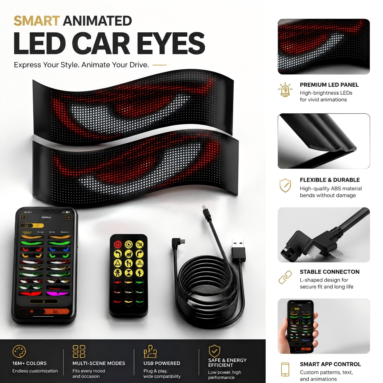 Demon Eyes Car LED Logo APP LE - Pixel Art Led Panel 评论和价格