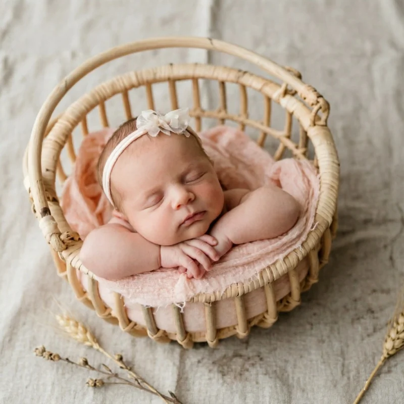 Infant Posing Bed Retro Rattan - Photography Cheat Sheet 评论和价格