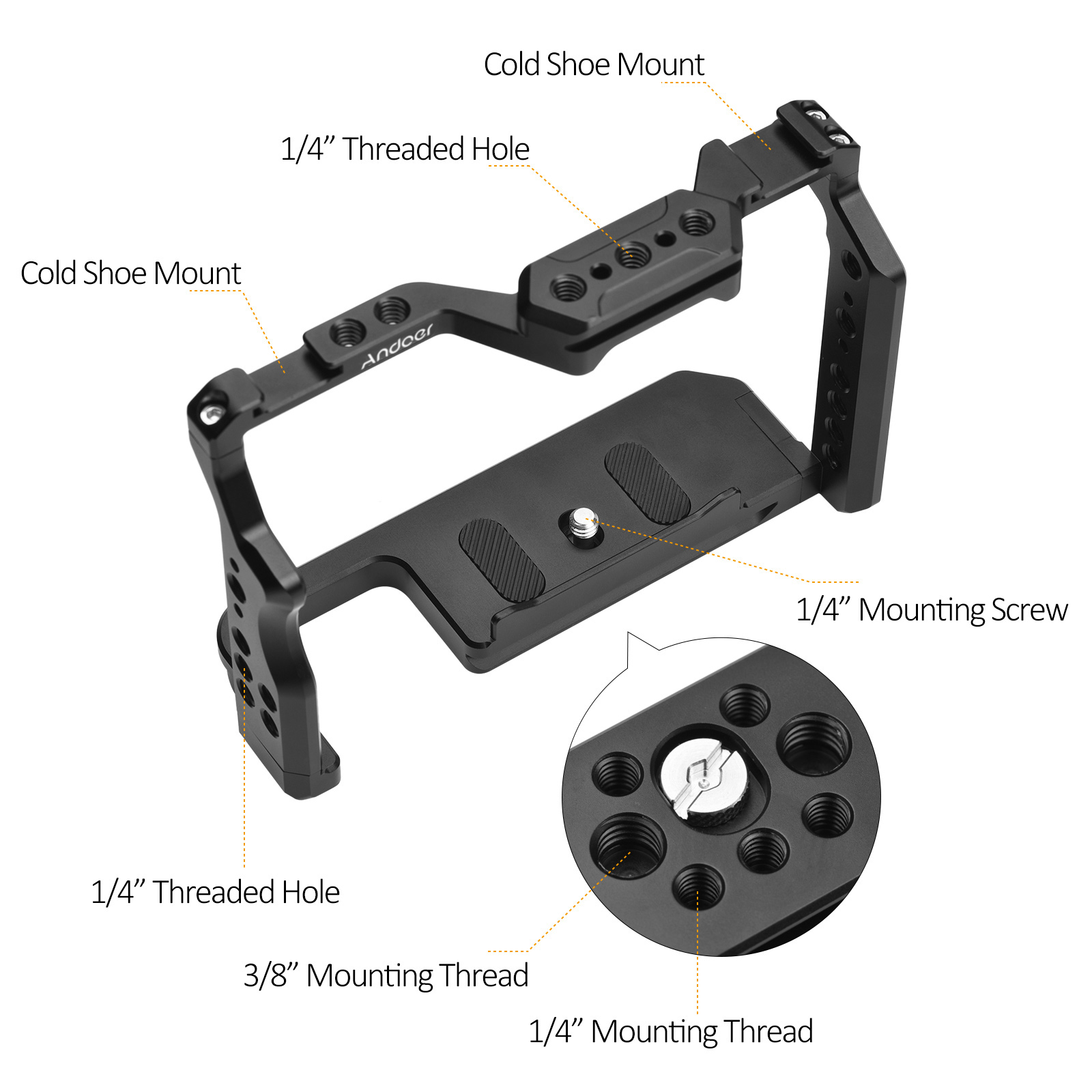 Andoer Camera Cage Aluminum Al - Camera Cage Baseplate 评论和价格