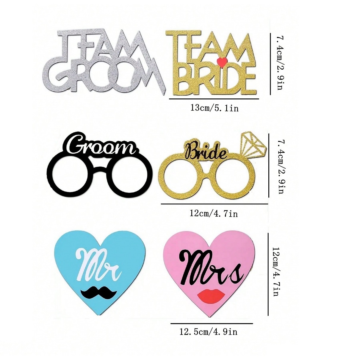 53pcs Wedding Photo Booth Prop - Photography Prompt 评论和价格