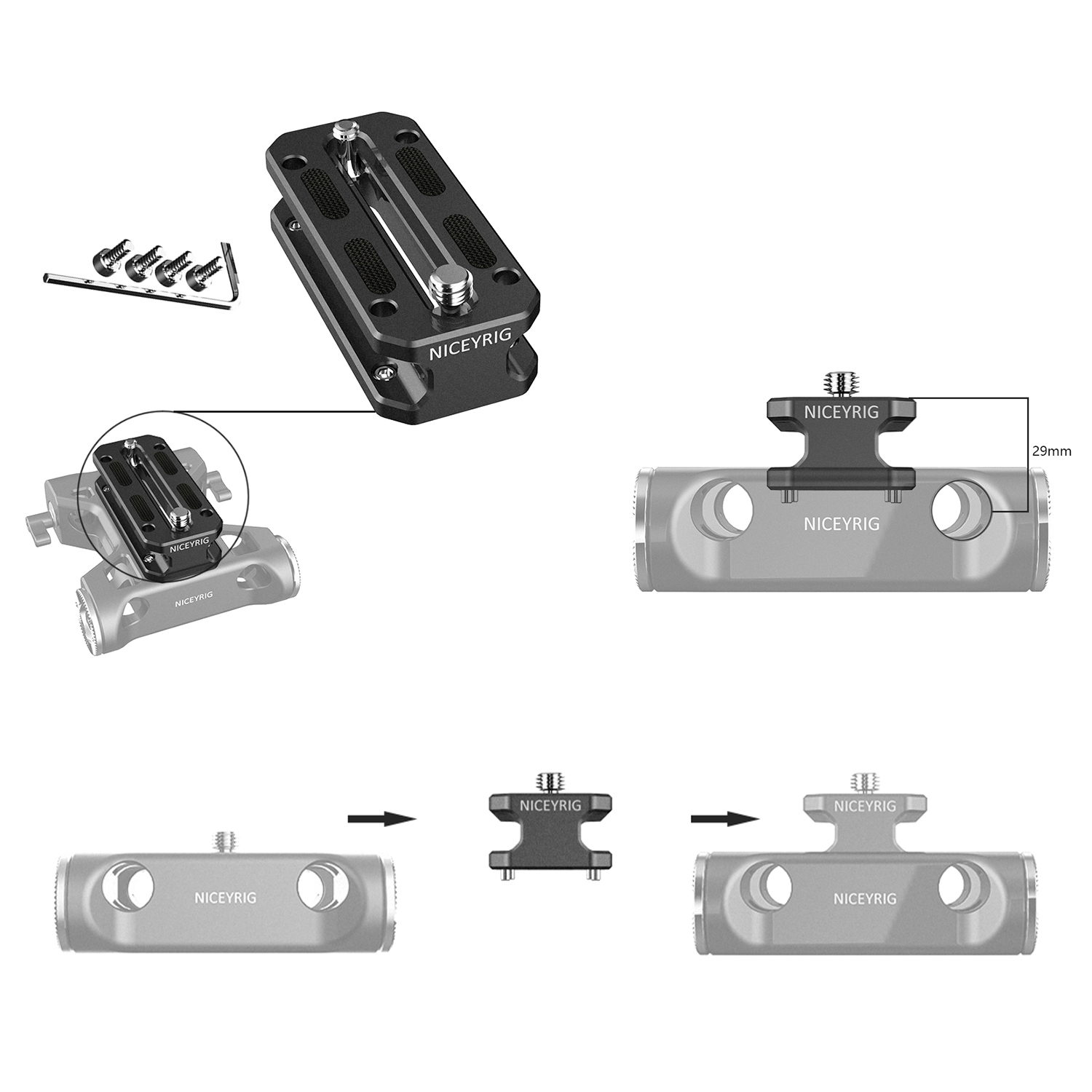 NICEYRIG Camera Baseplate with - Camera Cage Baseplate 评论和价格