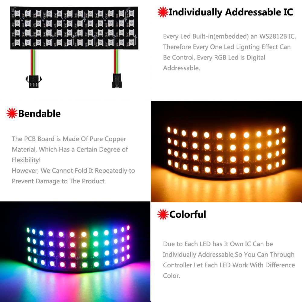 DC5V WS2812B RGB LED Panel Scr - Pixel Art Led Panel 评论和价格