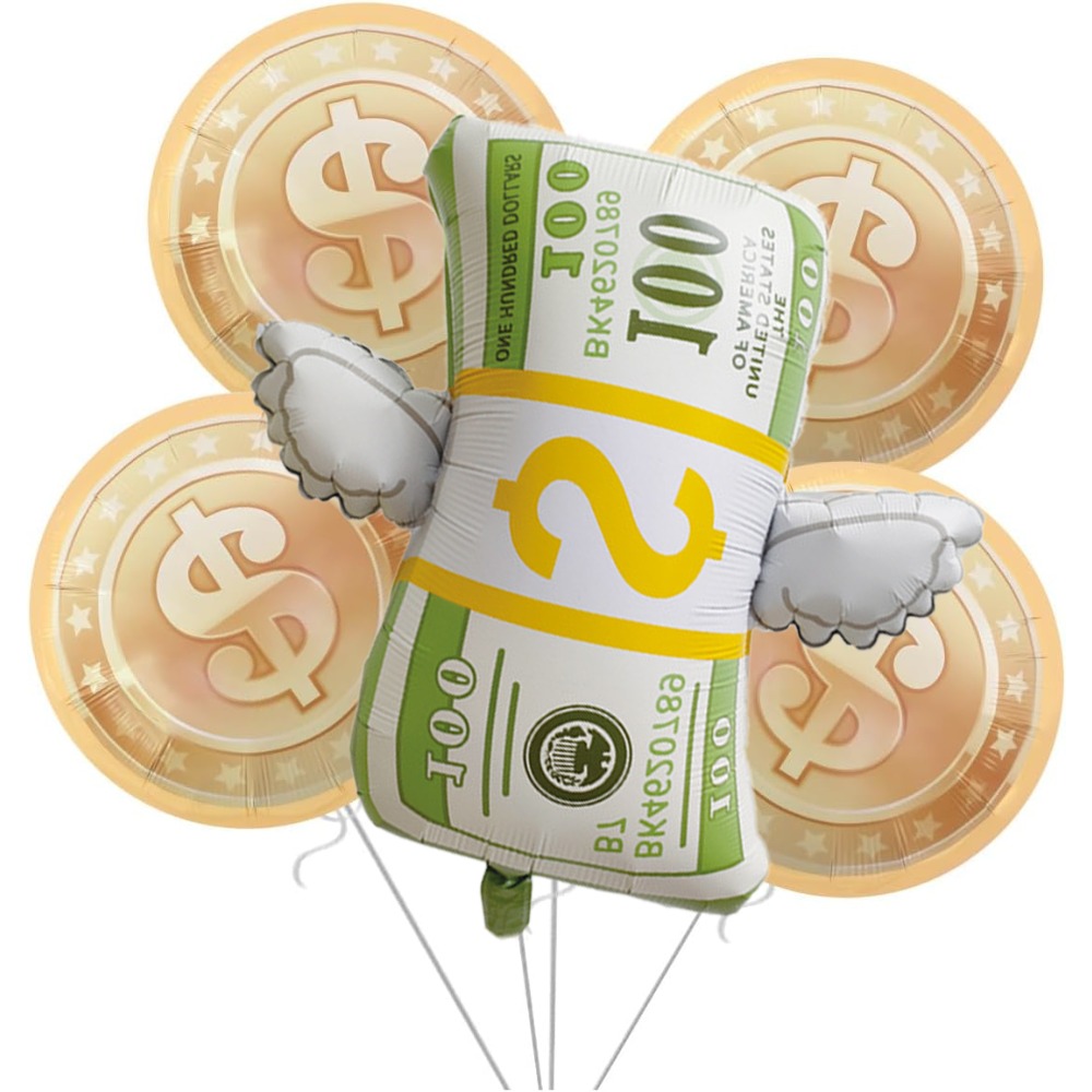 5pcs Money Foil Balloons 100 D - Photography Prompt 评论和价格
